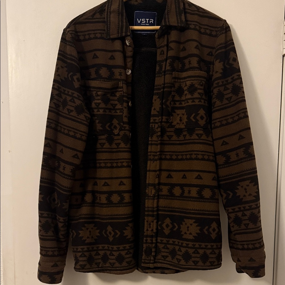 Men's Brown Geometric Shirt Jacket
